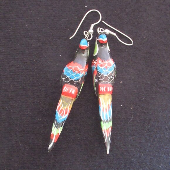 Parrot Earrings, Handmade, Vintage, 80s - Picture 7 of 7